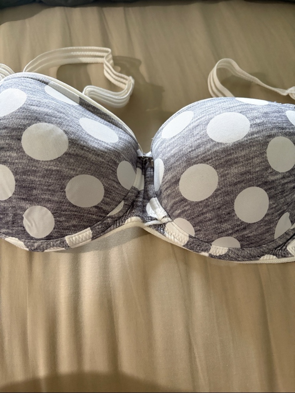 Prima Donna Gray and White Polka Dot Padded Underwire Bra